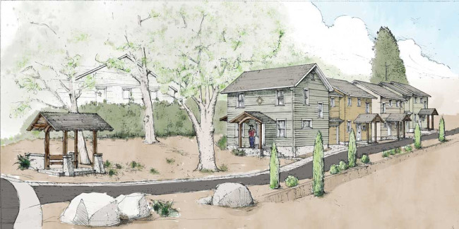 Multi-Unit Housing Cottage Cluster Architectural Design for Habitat for Humanity, Hood River, Oregon